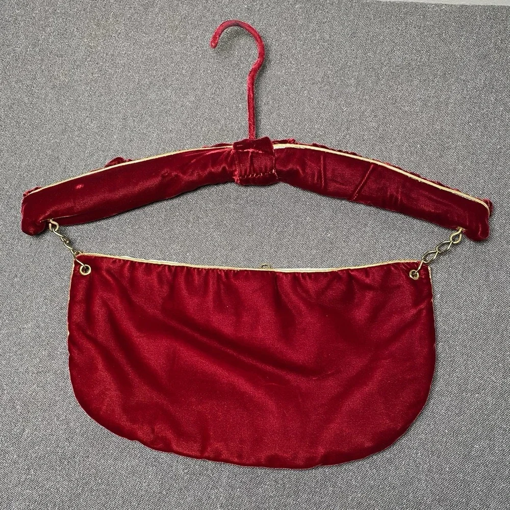 Vintage Hanger with Bag Padded Velvet Lingerie Boudoir Red Regency Romantic